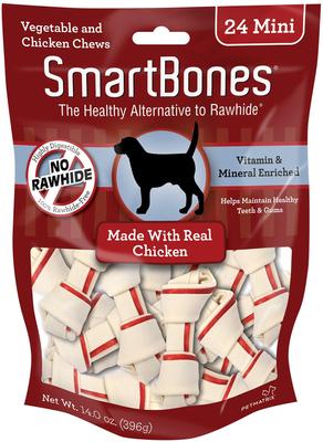 Show full view: Variety Pack - SmartBones Mini Chicken Chew Bones Dog Treats, Peanut Butter & Sweet Potato Flavors slide 2 of 9