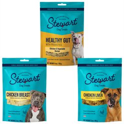 Variety Pack - Stewart Chicken Breast Freeze-Dried Dog Treats, Chicken Liver & Healthy Gut Chicken & Vegetables Flavors
