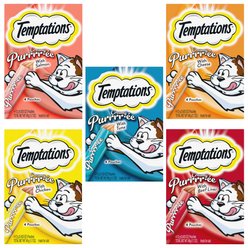 Variety Pack - Temptations Creamy Puree with Tuna Lickable Cat Treats, Salmon, Chicken, Cheese & Beef Favors