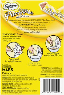 Show full view: Variety Pack - Temptations Creamy Puree with Tuna Lickable Cat Treats, Salmon, Chicken, Cheese & Beef Favors slide 7 of 10