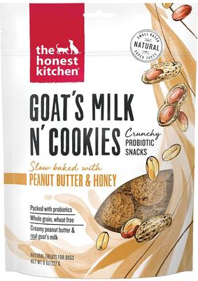 Show full view: Variety Pack - The Honest Kitchen Goat's Milk N' Cookies Slow Baked with Blueberries & Vanilla Dog Treats, 8-oz bag, Peanut Butter & Honey & Pumpkin Flavors slide 5 of 10