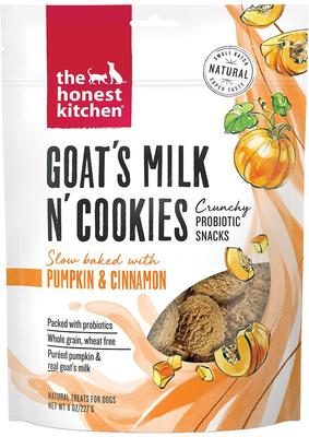 Show full view: Variety Pack - The Honest Kitchen Goat's Milk N' Cookies Slow Baked with Blueberries & Vanilla Dog Treats, 8-oz bag, Peanut Butter & Honey & Pumpkin Flavors slide 8 of 10