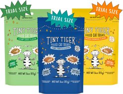 Variety Pack - Tiny Tiger Catnip Craze Flavor Filled Crunchy Cat Treats, 3-oz bag, Chicken & Tuna Flavors