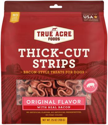 Show full view: Variety Pack - True Acre Foods Thick Cut Strips with Real Bacon & Beef Dog Treats, Bacon & Bacon & Peanut Butter Flavors slide 5 of 9