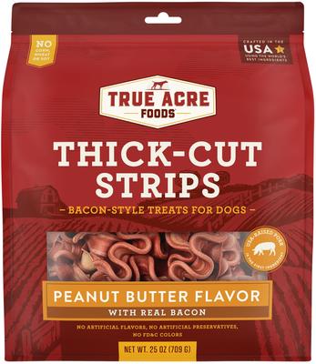 Show full view: Variety Pack - True Acre Foods Thick Cut Strips with Real Bacon & Beef Dog Treats, Bacon & Bacon & Peanut Butter Flavors slide 8 of 9