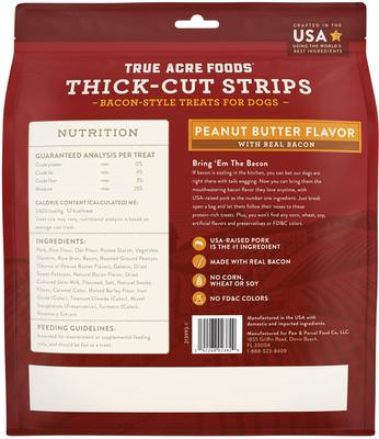 Show full view: Variety Pack - True Acre Foods Thick Cut Strips with Real Bacon & Beef Dog Treats, Bacon & Bacon & Peanut Butter Flavors slide 9 of 9