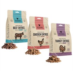 Variety Pack - Vital Essentials Freeze-Dried Raw Beef Entree Mini Nibs Dog Food, Chicken & Turkey Flavors