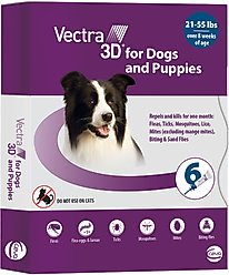 Vectra 3D Flea & Tick Spot Treatment for Dogs, 21-55 lbs, 6 Doses (6-mos. supply)