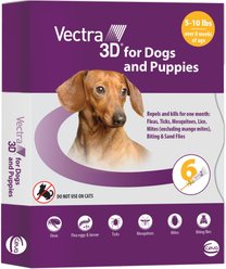 Vectra 3D Flea & Tick Spot Treatment for Dogs, 5-10 lbs, 6 Doses (6-mos. supply)