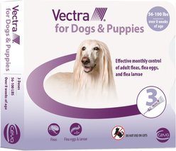 Vectra Flea Spot Treatment for Large Dogs & Puppies, 56-100 lbs, (Lavender Box), 3 Doses (3-mos. supply)
