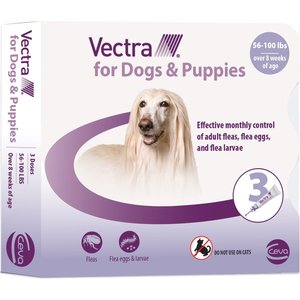 Vectra Flea Spot Treatment for Large Dogs & Puppies, 56-100 lbs, (Lavender Box), 3 Doses (3-mos. supply)