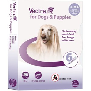 Vectra Flea Spot Treatment for Large Dogs & Puppies, 56-100 lbs, (Lavender Box), 6 Doses (6-mos. supply)