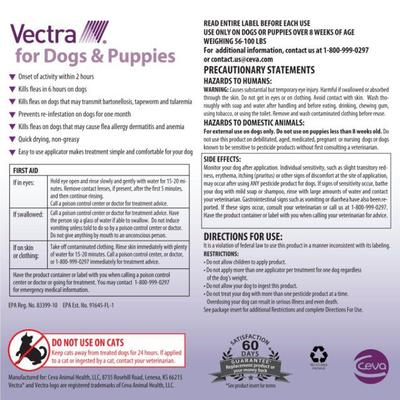 Show full view: Vectra Flea Spot Treatment for Large Dogs & Puppies, 56-100 lbs, (Lavender Box), 6 Doses (6-mos. supply) slide 2 of 10