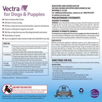 Show full view: Vectra Flea Spot Treatment for Medium Dogs & Puppies, 21-55 lbs, (Sky Blue Box), 3 Doses (3-mos. supply) slide 2 of 9