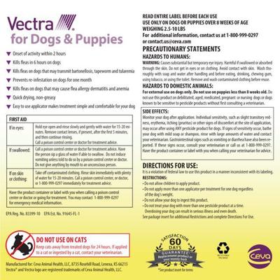 Show full view: Vectra Flea Spot Treatment for X-Small Dogs & Puppies, 2.5-10 lbs, (Yellow Box), 3 Doses (3-mos. supply) slide 2 of 10