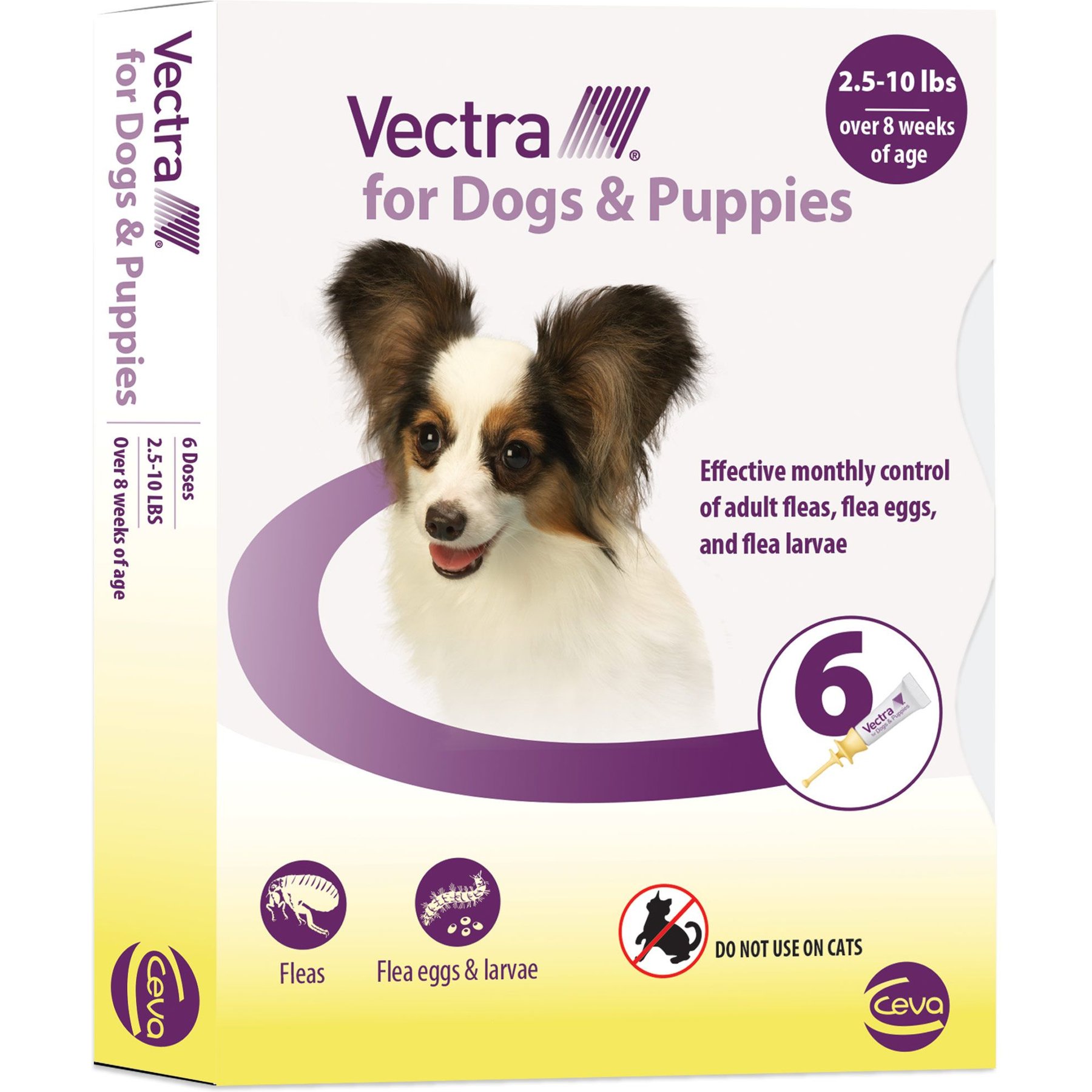 Vectra Flea Spot Treatment for X-Small Dogs & Puppies, 2.5-10 lbs, (Yellow Box), 6 Doses (6-mos. supply)