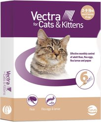 Vectra Flea Spot Treatment for Cats & Kittens, 2-9 lbs, (Tan Box), 6 Doses (6-mos. supply)