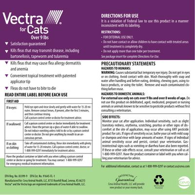 Show full view: Vectra Flea Spot Treatment for Cats & Kittens, over 9 lbs, (Green Box), 6 Doses (6-mos. supply) slide 2 of 10