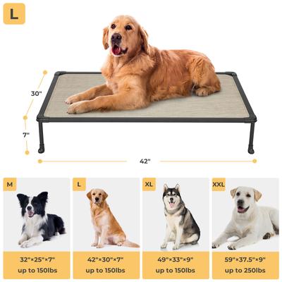 Show full view: Veehoo Chew-Proof Black Metal Frame Elevated Dog Bed, Beige Coffee, Large slide 4 of 10