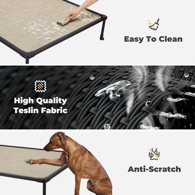 Show full view: Veehoo Chew-Proof Black Metal Frame Elevated Dog Bed, Beige Coffee, Large slide 3 of 10
