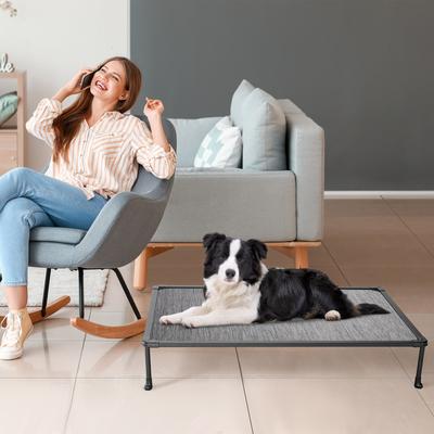 Show full view: Veehoo Chew-Proof Black Metal Frame Elevated Dog Bed, Black Silver, Medium slide 6 of 10