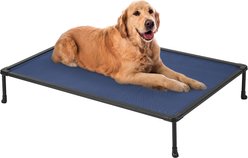 Veehoo Chew-Proof Black Metal Frame Elevated Dog Bed, Blue, Large