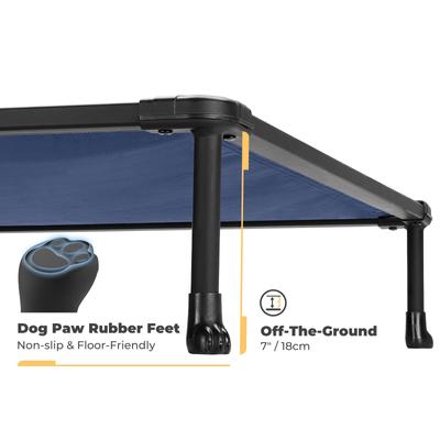 Show full view: Veehoo Chew-Proof Black Metal Frame Elevated Dog Bed, Blue, Large slide 8 of 10