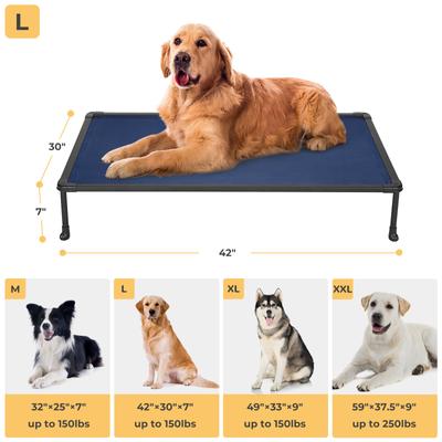 Show full view: Veehoo Chew-Proof Black Metal Frame Elevated Dog Bed, Blue, Large slide 4 of 10