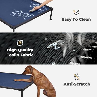 Show full view: Veehoo Chew-Proof Black Metal Frame Elevated Dog Bed, Blue, Large slide 3 of 10