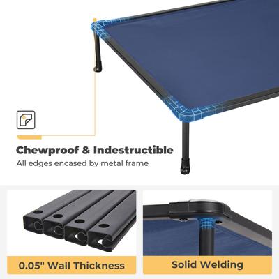 Show full view: Veehoo Chew-Proof Black Metal Frame Elevated Dog Bed, Blue, Large slide 2 of 10