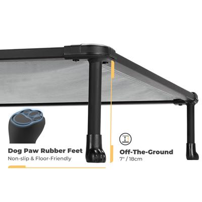 Show full view: Veehoo Chew-Proof Black Metal Frame Elevated Dog Bed, Sky Grey, Large slide 8 of 10
