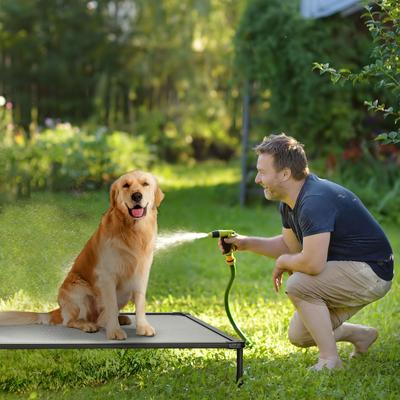 Show full view: Veehoo Chew-Proof Black Metal Frame Elevated Dog Bed, Sky Grey, Large slide 7 of 10