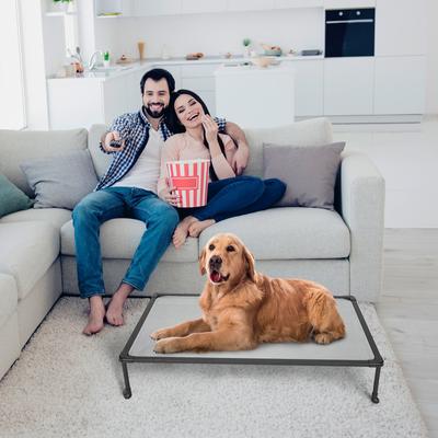 Show full view: Veehoo Chew-Proof Black Metal Frame Elevated Dog Bed, Sky Grey, Large slide 5 of 10