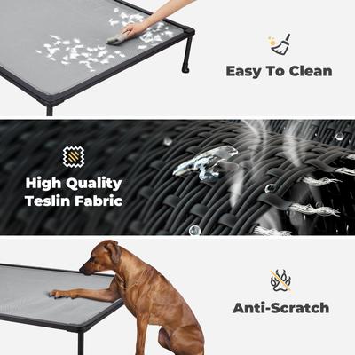 Show full view: Veehoo Chew-Proof Black Metal Frame Elevated Dog Bed, Sky Grey, Large slide 3 of 10