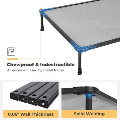 Show full view: Veehoo Chew-Proof Black Metal Frame Elevated Dog Bed, Sky Grey, Large slide 2 of 10