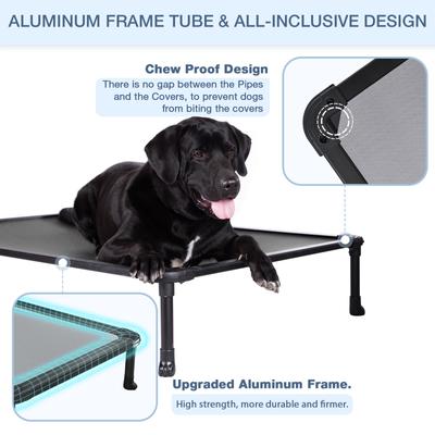 Show full view: Veehoo Chew-Proof Rustless Aluminum Frame Elevated Dog Bed, Beige, Large slide 5 of 12