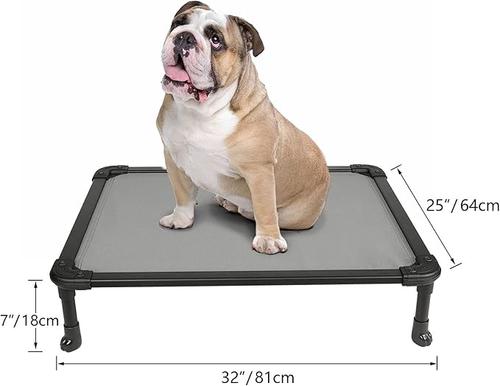 Show full view: Veehoo Chew-Proof Rustless Aluminum Frame Elevated Dog Bed, Beige, Medium slide 7 of 10