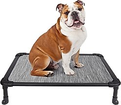 Veehoo Chew-Proof Rustless Aluminum Frame Elevated Dog Bed, Black Silver, Medium