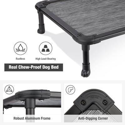 Show full view: Veehoo Chew-Proof Rustless Aluminum Frame Elevated Dog Bed, Black Silver, Medium slide 8 of 11