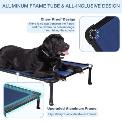 Show full view: Veehoo Chew-Proof Rustless Aluminum Frame Elevated Dog Bed, Blue, Large slide 4 of 11