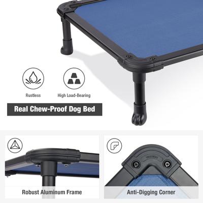 Show full view: Veehoo Chew-Proof Rustless Aluminum Frame Elevated Dog Bed, Blue, Large slide 6 of 11