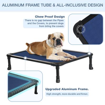 Show full view: Veehoo Chew-Proof Rustless Aluminum Frame Elevated Dog Bed, Blue, Medium slide 5 of 11