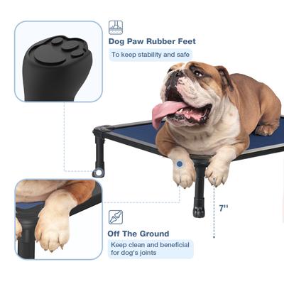 Show full view: Veehoo Chew-Proof Rustless Aluminum Frame Elevated Dog Bed, Blue, Medium slide 4 of 11