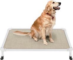 Veehoo Chew-Proof Silver Aluminum Frame Elevated Dog Bed, Beige Coffee, Large