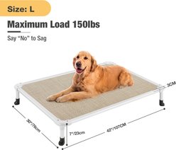Veehoo Chew-Proof Silver Aluminum Frame Elevated Dog Bed, Beige Coffee, Large slide 2 of 8