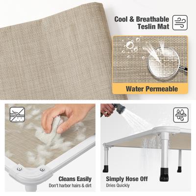 Show full view: Veehoo Chew-Proof Silver Aluminum Frame Elevated Dog Bed, Beige Coffee, Medium slide 8 of 12