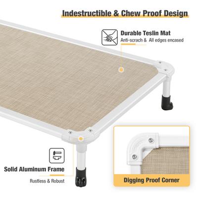 Show full view: Veehoo Chew-Proof Silver Aluminum Frame Elevated Dog Bed, Beige Coffee, Medium slide 7 of 12