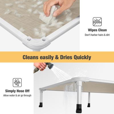 Show full view: Veehoo Chew-Proof Silver Aluminum Frame Elevated Dog Bed, Beige Coffee, Medium slide 4 of 12