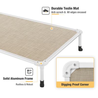 Show full view: Veehoo Chew-Proof Silver Aluminum Frame Elevated Dog Bed, Beige Coffee, Medium slide 3 of 12