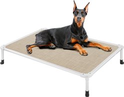 Veehoo Chew-Proof Silver Aluminum Frame Elevated Dog Bed, Beige Coffee, X-Large